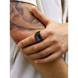 Bestyle Mens Signet Ring Pinky Ring Men Black Ring for Men, Synthetic Princess Cut Black Onyx Ring for Men Women Gemstone Cocktail Ring Everyday Men Casual Ring Size 10