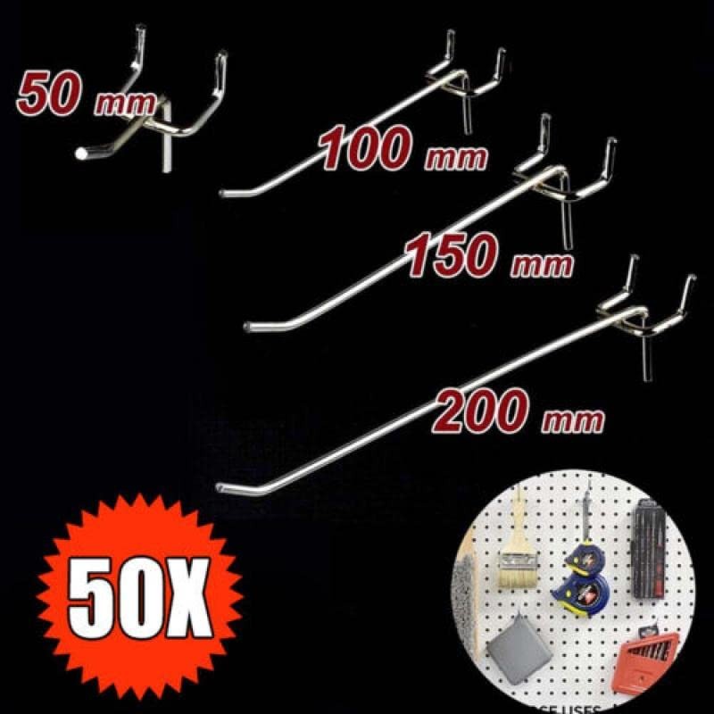 AIMALL 50x Pegboard Hooks Metal Panel Valcano Peg Board Hook