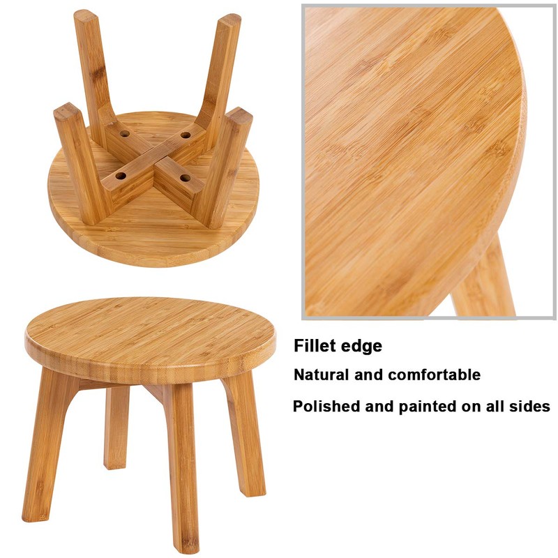 GOBAM Bamboo Step Stool, 7.3 inches - Sturdy Foot Stool