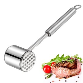 Rhinocerosdance Meat Tenderiser 304 Stainless Steel Meat Hammer Plating Iron, Dishwasher Safe Double-Sided Hammer, Very Suitable for Sideburns, Ribs, Steaks etc