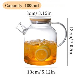 Jarra de Vidrio con Tapa, Jarra de Agua de Cristal de Gran Capacidad Jarra de Té para Agua Caliente Fría Leche Helado y Bebidas de Jugo