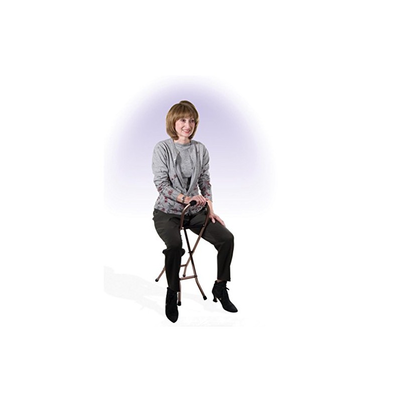 Drive Medical RTL10360 Foldable Walking Cane with Seat, Bronze