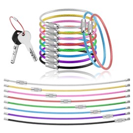 PEASUG 32 Pack Wire Keychain Cable, 2mm Thick Cable Stainless Steel Key Ring, 6 Inch Luggage Tags Loops for Keyrings, Key Tags, Luggage Tags, Kitchen Utensils-Assorted Colors
