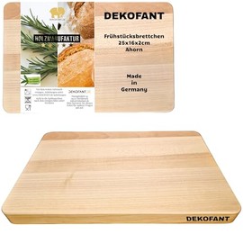 DEKOFANT Breakfast Board Maple 25 x 16 x 2 cm I Pleasantly Thick I Made of Regional Wood I Leave Natural I Practical Lunch Board Oiled Square