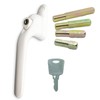 White UPVC Universal Inline Window Handle Double Glazing Espag Lock
