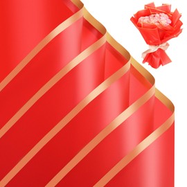 25 Sheets Bouquet Wrapping Paper Red Flower Wrapping Paper Waterproof Floral Wrapping Paper Florist Supplies for Wedding Birthday Party Gift Box Packaging DIY Crafts