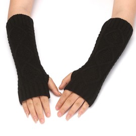 Gatuida 4pairs Fingerless Knitted Arm Warmers for Comfortable Gloves Thumbholes Lightweight and Warm Oversleeves for Outdoor Use Grey and Camel