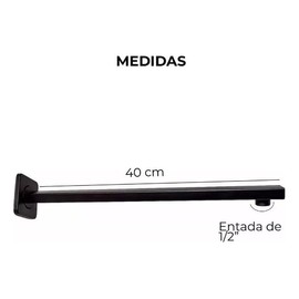 Brazo Cuadrado Regadera De 40cm Acero Inoxidable Negro Y Chapeton