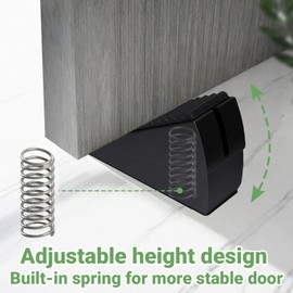 Large Door Stopper - Metal Door Wedge, Tall Door Stopper, Spring Rubber for Extra Strong Grip (Black, 2 Pack)