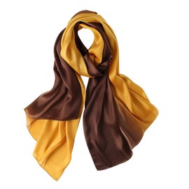 Bellonesc Silk Scarf 100% silk Long Lightweight Sunscreen Shawls for Women(yellow brown)
