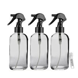 Perfume Studio® 4oz Boston Round Clear Glass Spray Bottles with Trigger Sprayers (Pack of 3 Bottles with a Complimentary Perfume Oil Sample)