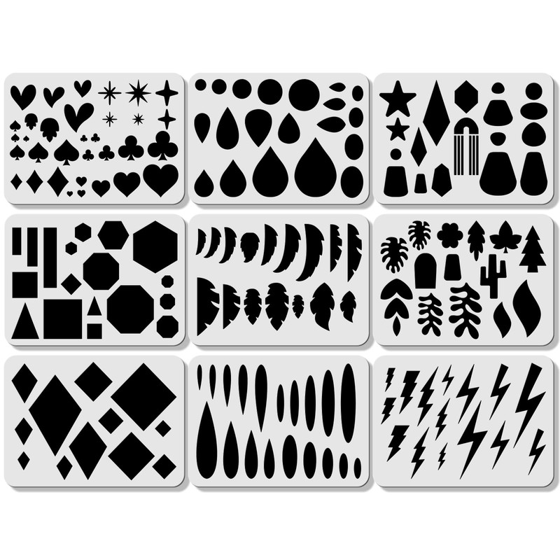 ORIGACH 9 Pcs Reusable Earrings Making Template Leather Earring Templates,