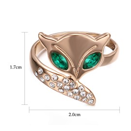 Yoursfs Cubic Zirconia Fox Rose Gold Rings for Women Green CZ Small Crystal Size 7 Rings for Jewelry Wedding Gift