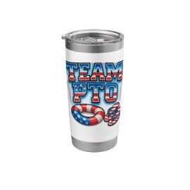 Team PTO American Flag Floatie Summer Day Off Graphic Stainless Steel Insulated Tumbler
