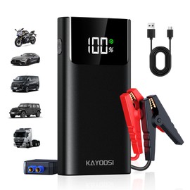 Kayoosi Arrancador de Batería de Coche 3000A, Arrancador Portátil de Emergencia de Batería de Coche 12V, Pantalla LCD con Luces LED y Carga Rápida USB, Caja de Almacenamiento