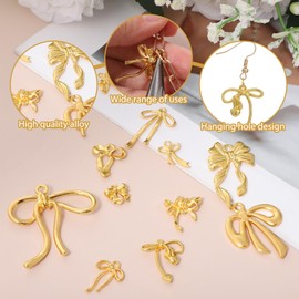 36 Pieces Alloy Bowknot Link Charms, 12 Styles Bracelet Making Charms Jewelry Pendant Connectors Dangle Gold Bow Charm Bulk for DIY Keychains Necklace Bracelets Jewelry Making Supplies