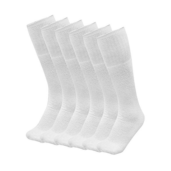 6 Pairs Men's Athletic Tube Socks Over the Calf - Big & Tall (10-15 Big & Tall, 6-pairs White)