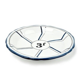 Porcelain French Absinthe Coaster/Saucer, 3f, Blue/Silver, with Lines