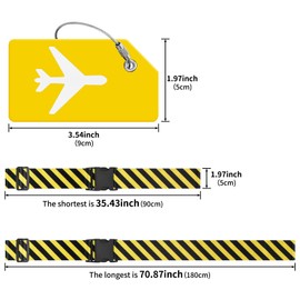ZOUIQSS 2 Pack Adjustable Luggage Straps,Heavy Duty Suitcase Belts,Luggage Tag Travel Packing Straps with Quick Release Buckle(Yellow Black Stripe)