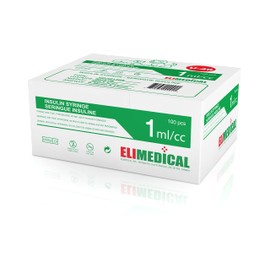Elimedical Veterinary Syringe U-40 1ml 28G x 1/2" Individually packed, 100pcs/box 10V2813BB