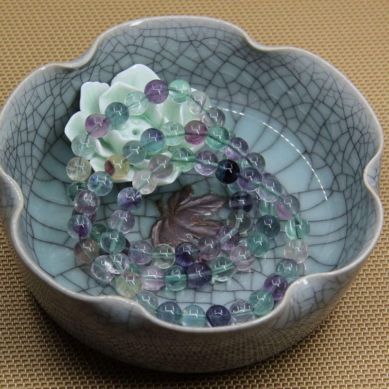 Natural AA Clear Fluorite Gemstone 8mm Round Beads Stretch Bracelet