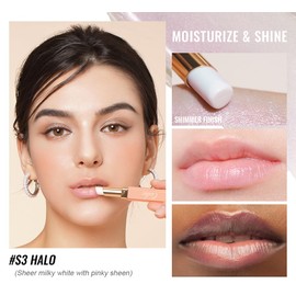 Oulac Moisturizing Shine Lipstick - Giltter Tinted Lip Balm Hydrating, Lip Plumper, Glossy Finish, Sheer Coverage with Pearlescent, Smooth for All Skin, Cracked and Chapped Lips, 2.2g/0.07oz (S03)