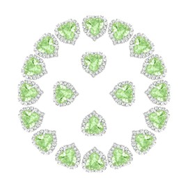PATIKIL 20PCS Heart Rhinestones, Sew on Rhinestones Buttons Crystal Heart Nail Charm Embellishment Flatback Diamond for Sewing DIY Clothing Wedding, Light Green