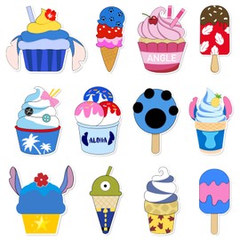 12 Pcs Ice Cream Mouse Cruise Ship Door Magnets, Cute Refrigerator Magnets, Magnet Sticker for Refrigerator, door, Whiteboard, Cabinet, Car, Exquisite Birthday Carnival party Decor