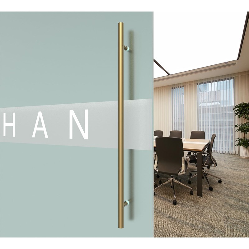 LVYIHAN Titanium Gold Round Barn Door Handles 12"/24"/36"/48"/59'', Pull Push