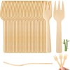 500 Pcs Mini Bamboo Forks 3.54 Disposable Small Wood Appetizer