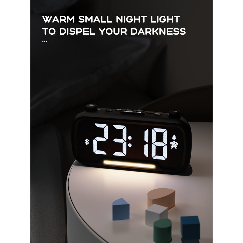 Radio Alarm Clock Besides with Bluetooth Speaker and Night Light,