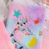 Operitacx Cartoon Mermaid Notebook with Lockable Diary Fluffy Plush Cover
