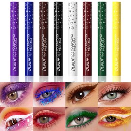 FantasyDay Smudge-Proof Colorful Mascara Set Liquid Lash Extensions Cosmetics, 8 Pcs Washable Volumizing Lengthening Defining Curling No Clumping Mascara Premium Xmas Eye Makeup Gift Set