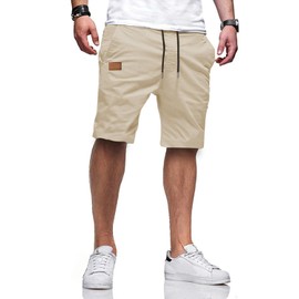 JMIERR Mens Casual Shorts - Cotton Drawstring Summer Hawaiian Beach Stretch Waist Twill Chino Dress Golf Shorts with Pockets for Men 9 Inch Inseam, US 44(4XL), S2 Beige
