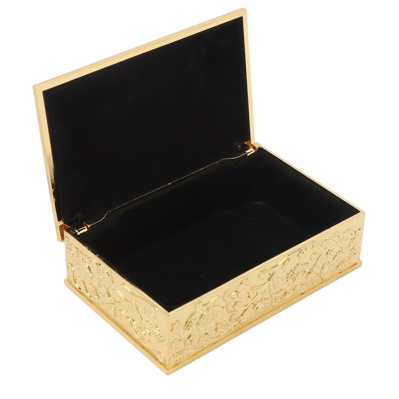 Keepsake Box, Vintage Style Metal Jewelry Box Carved Pattern for