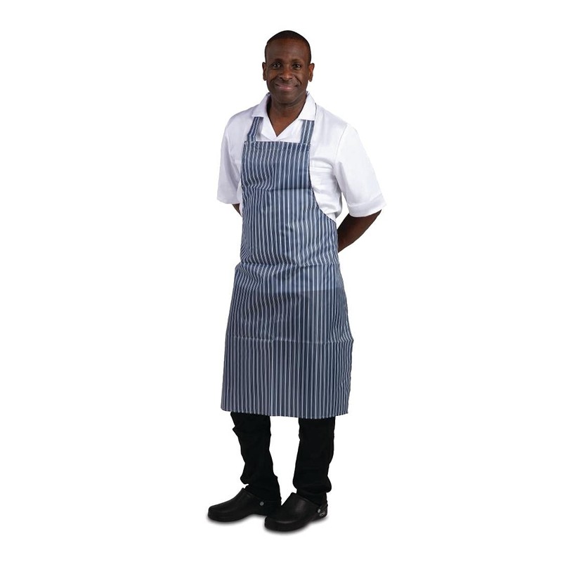 Whites Chefs Apparel Waterproof Bib Apron Nylon Blue And White