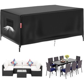 VniYors Winter Garden Furniture Cover, 420d Oxford Garden Furniture Cover, Waterproof, Protective Cover, Garden Furniture, Winterproof for Garden Tables, Patio Furniture (200 x 100 x 74 cm, Black)