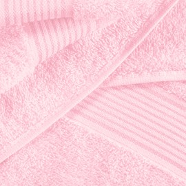 Belizzi Home 100% Cotton Towel Set, Contains 6 Soft Bath Towel, 6 Hand Towels, 12 Wash Cloths - Compact Absorbent Lightweight & Quickdry Towels for Bathroom - 24 Piece Bathroom Towel Set - Pink