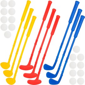 Spaluck 27 Pcs Mini Golf Set for Kids Include 9 Golf Clubs and 18 Balls Plastic Golf Club Toys for Toddlers Indoor Outdoor Birthday Party Gifts, 3 Colors