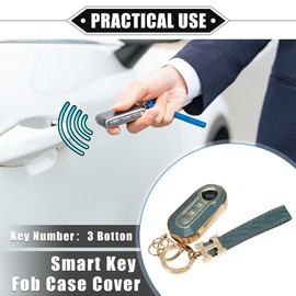 X AUTOHAUX Remote Keyless Key Fob Cover Kit for Fiat 500, 3 Button Blue