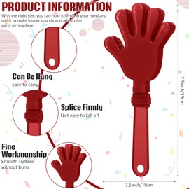 ZCYSRLQIN 24 Pcs Maroon Hand Clappers 7.5 Inch Clappers Noisemakers Noise Makers Party Favors Plastic Clapper Sporting Events Cheers Ball Dance Basketball Football Noisemakers （Maroon）