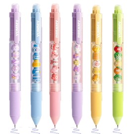 CHENBOOW Erasable Ballpoint Pen, Pack of 6 Erasable Pens, Cartoon Erasable Pens, Cute Retractable Ink Pens, Erasable Ballpoint Pens, Ballpoint Pen Rollerball Pen Erasable