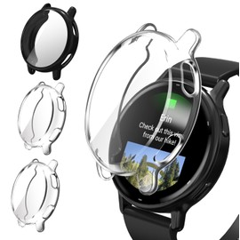 ivoler 3 Pieces Case with Screen Protector for Garmin Vivoactive 5, Full Coverage, Shockproof, Scratch-Resistant, Protective Case, Ultra Thin Soft TPU Screen Protector Case, 2 Clear + 1 Black