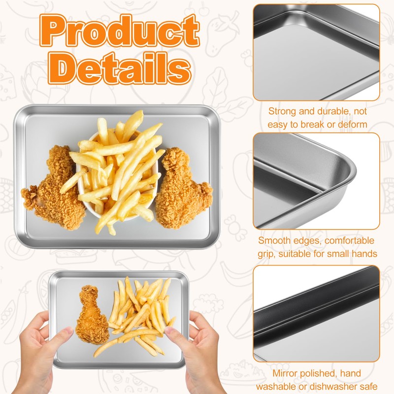 IJRPLM 6 Pack Baking Sheet Stainless Steel, 8 x 5