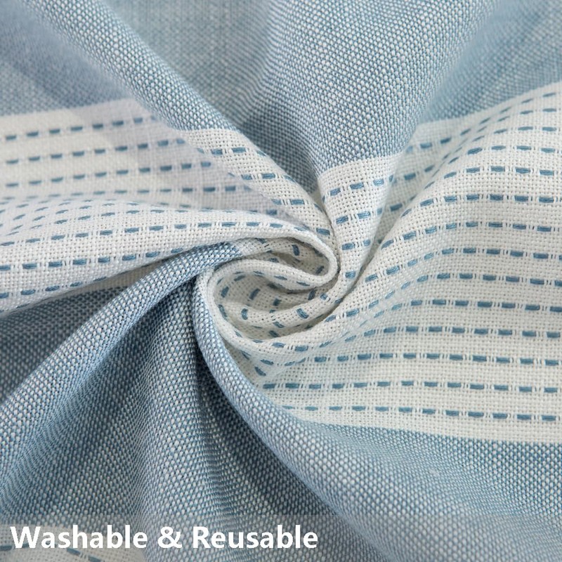 TruDelve Cotton Blend Tablecloth Blue Striped Rectangle Tablecloths with Tassel