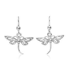 MATERIA by Matthias Wagner SO-170 Dragonfly Earrings Silver 925 Women's Earring Hanging, Sterling Silver