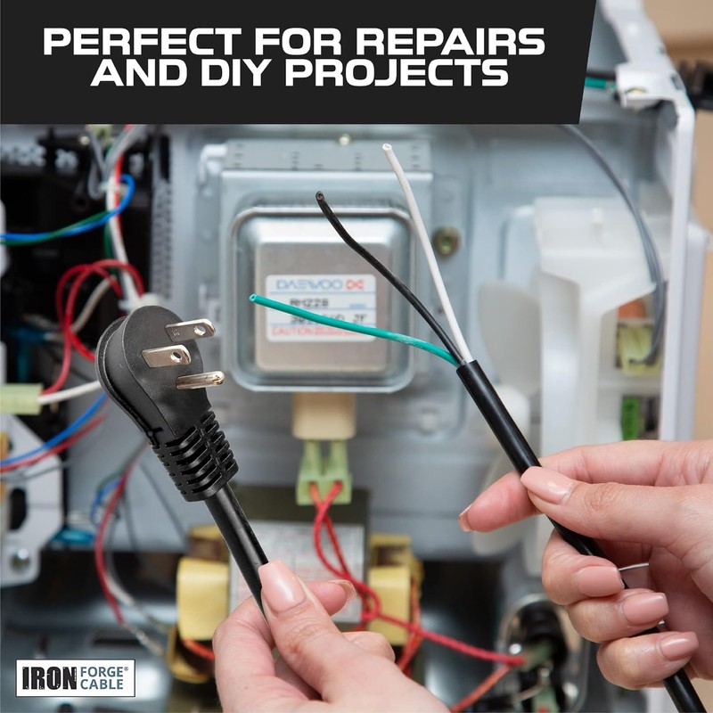 Iron Forge Cable Flat Plug 14 Gauge Power Cord Replacement