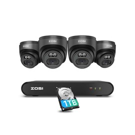 ZOSI C220 4CH 4MP QHD 2.5K PoE Home Security Camera System, 4 x 4MP(1440p) Dome IP Cameras Outdoor Indoor, Smart AI Human Detection, One-Way Audio, 4CH 5MP 3K NVR with 1TB HDD for 24/7 Record