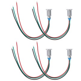 Pre-Wired Round LEDs, LED Indicator, 4 Sets Waterproof 2‑Color Indicator Light Common Anode 10mm 12‑24V(Red and Green)