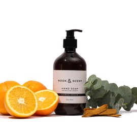 Jabón Líquido para Manos | 500 ml | Limpieza y Frescura | Libre de Sulfatos y Parabenos, Vegano, Aceites Esenciales, Aroma Energizante de Limón y Naranja | Nook & Scent (Citrico)